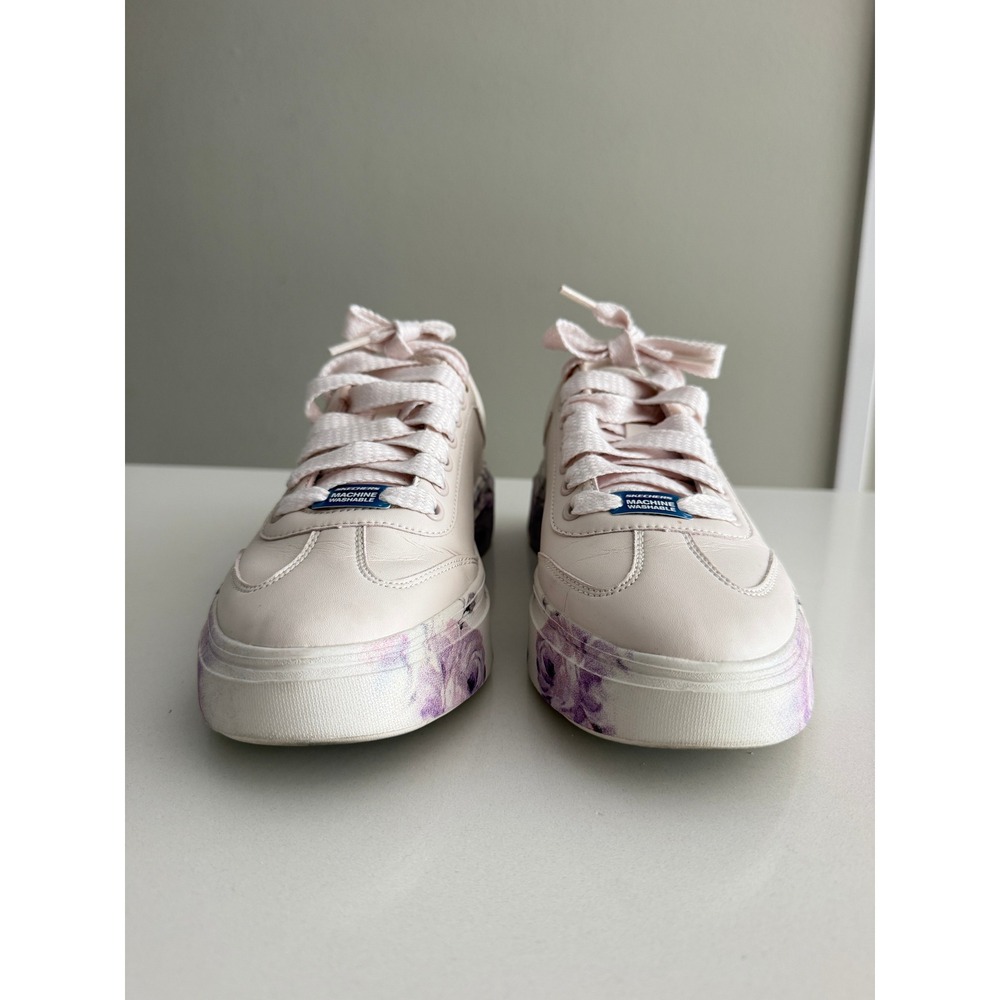 Skechers Court Classics Sneakers Womens 11 Pink Floral Platform 185062 ROS - Picture 2 of 9